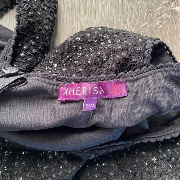 y2k KHERISA Black Shimmer Dress Size Medium - Picture 3 of 5